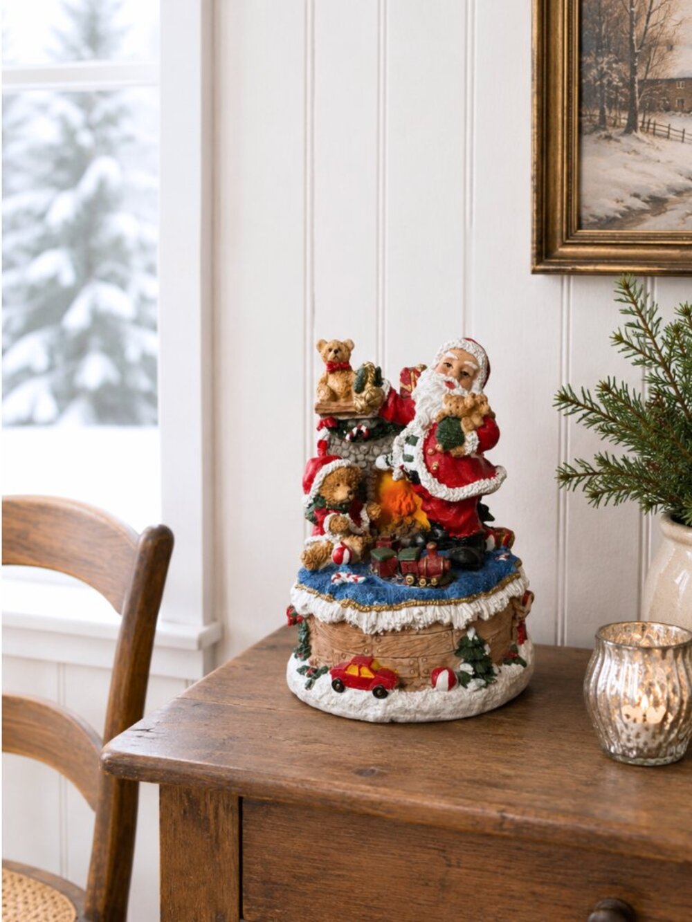 Vintage Santa Christmas Music Box Plays We Wish You a Merry Christmas